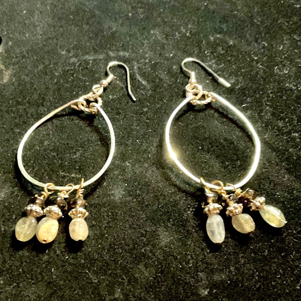Sterling Silver & Genuine Labradorite Stone Earrings